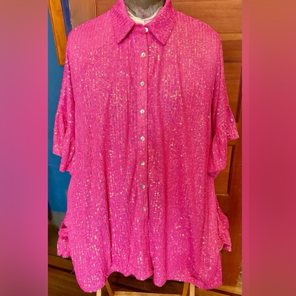 NWOT Fantastic Fawn Fuchsia Button-Down Shirt Pink